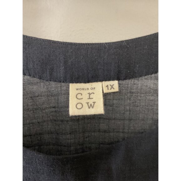 World Of Crow Womens Black Cotton Midi Dress Size 1X Loose Fit - Picture 4 of 5